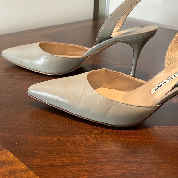 Authentic Manolo Blahnik Grey Sz 39 Sling backs - Picture 11 of 17